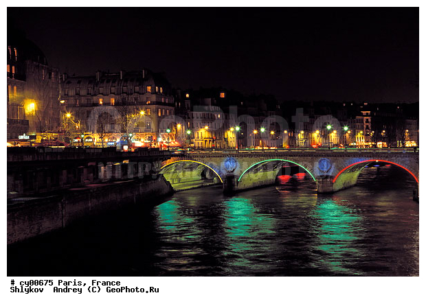 France, Night, Seine, bridges, river