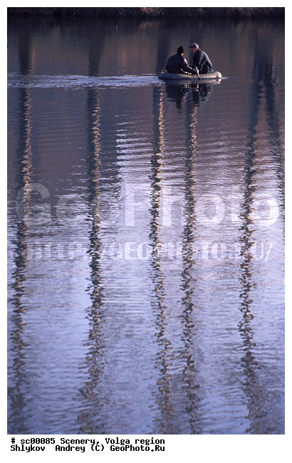 Fishermen, Russia, Tatarstan, boat, landscape, rubber boat, scenery