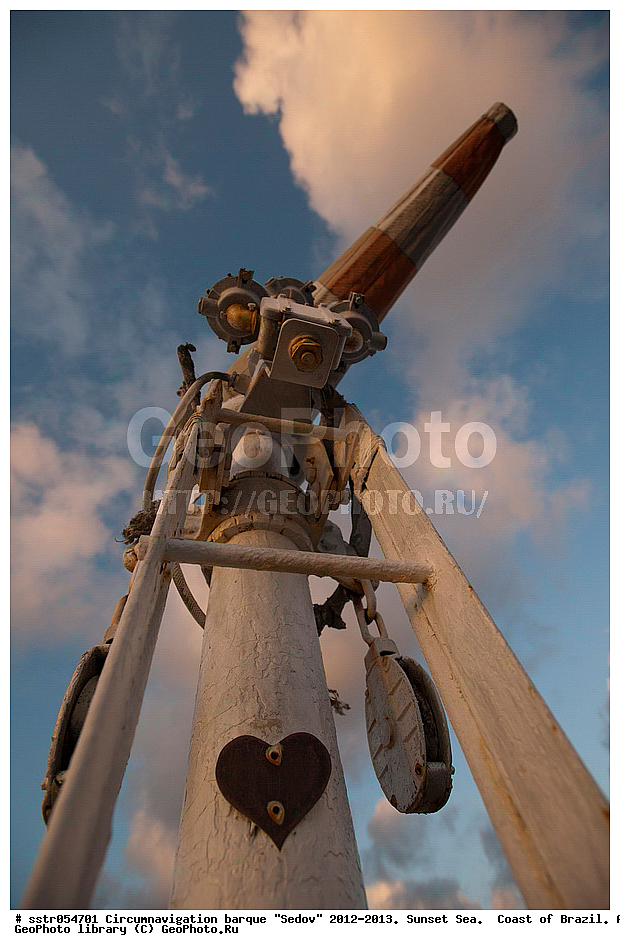 Circumnavigation, barque, "Sedov", 2012-2013,  sunset, southern tropic, Atlantic, ocean, sailing, vessel, tallship, sea, open sea, to navigate,