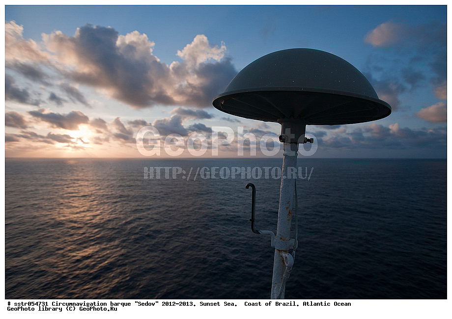 Circumnavigation, barque, "Sedov", 2012-2013,  sunset, southern tropic, Atlantic, ocean, sailing, vessel, tallship, sea, open sea, to navigate,