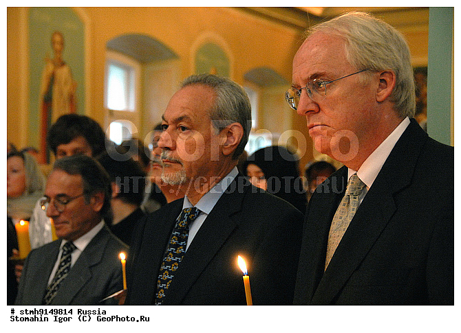 Temple, St, VIC, Catherine, Martyr, (representation, Orthodox, Church, America, the Moscow patriarchy), Dirge, innocently killed, result, terrorist act, the United States, New York, 11 September 2001, the year many innocents murdered, hands of terrorists around, world, picture :, Ambassador, US, Russian, Federation, John Beyrle