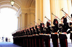 Training mouths of trumpeters in konstantin- palace