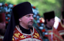 The orthodox priest in celebratory clothes
